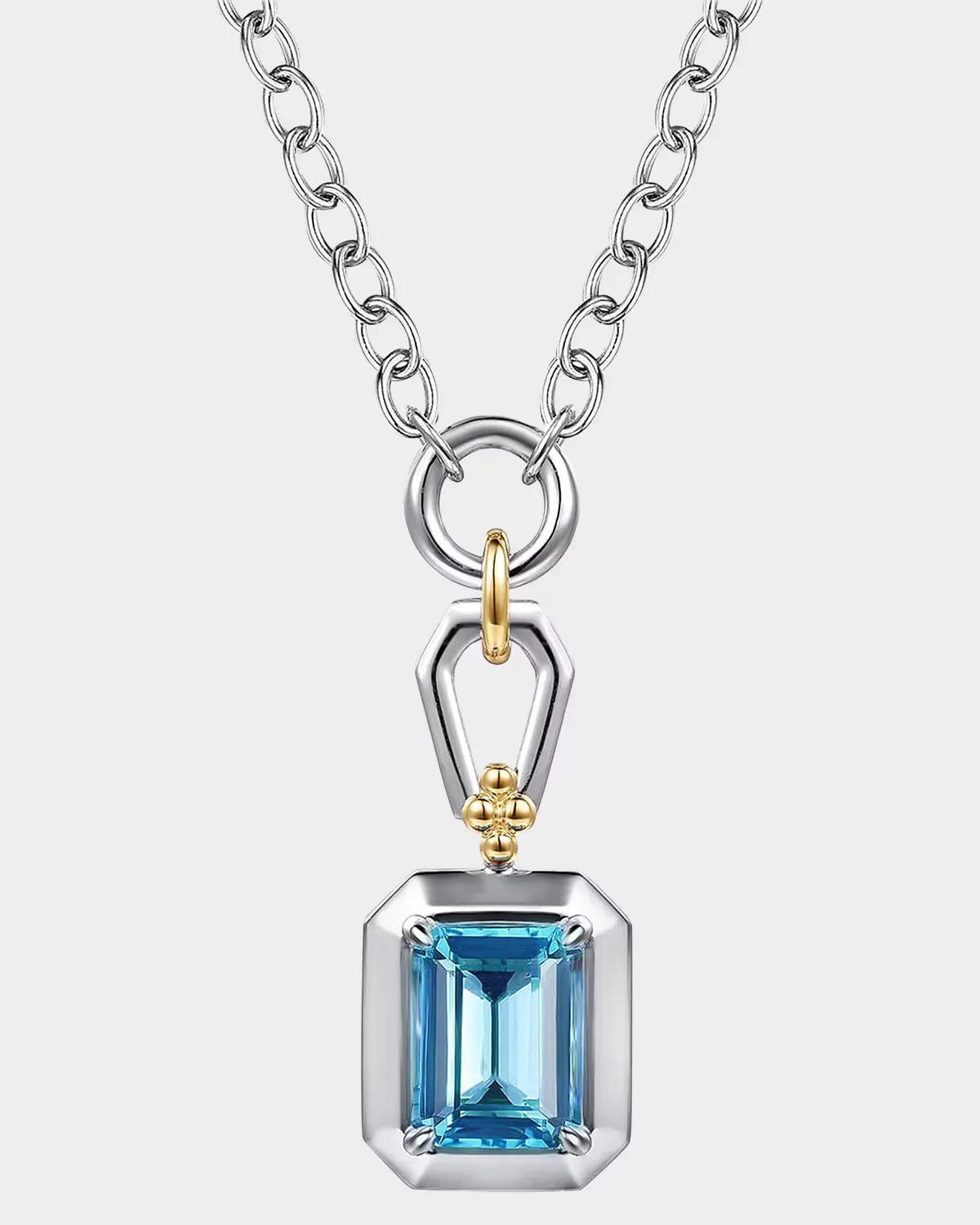 14K Yellow Gold and 925 Sterling Silver Bujukan Blue Topaz Pendant Necklace by Gabriel