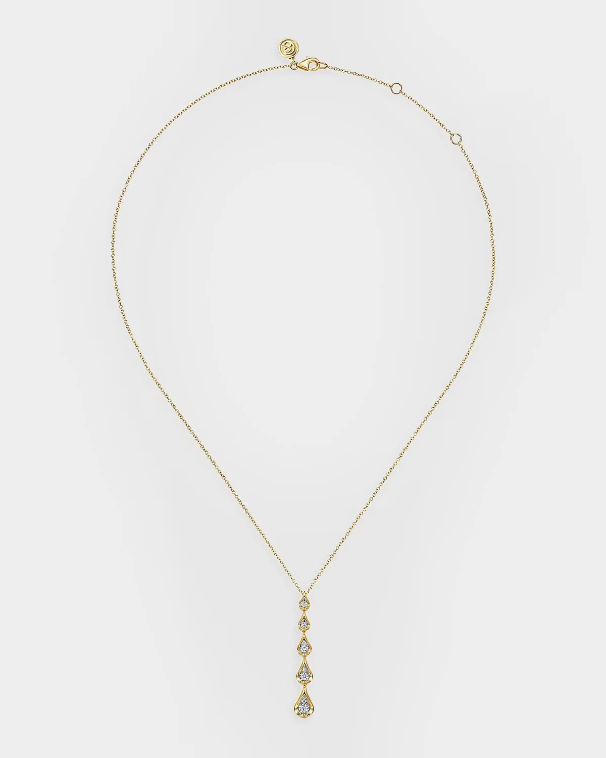 14K White and Yellow Gold Diamond Teardrop Necklace by Gabriel