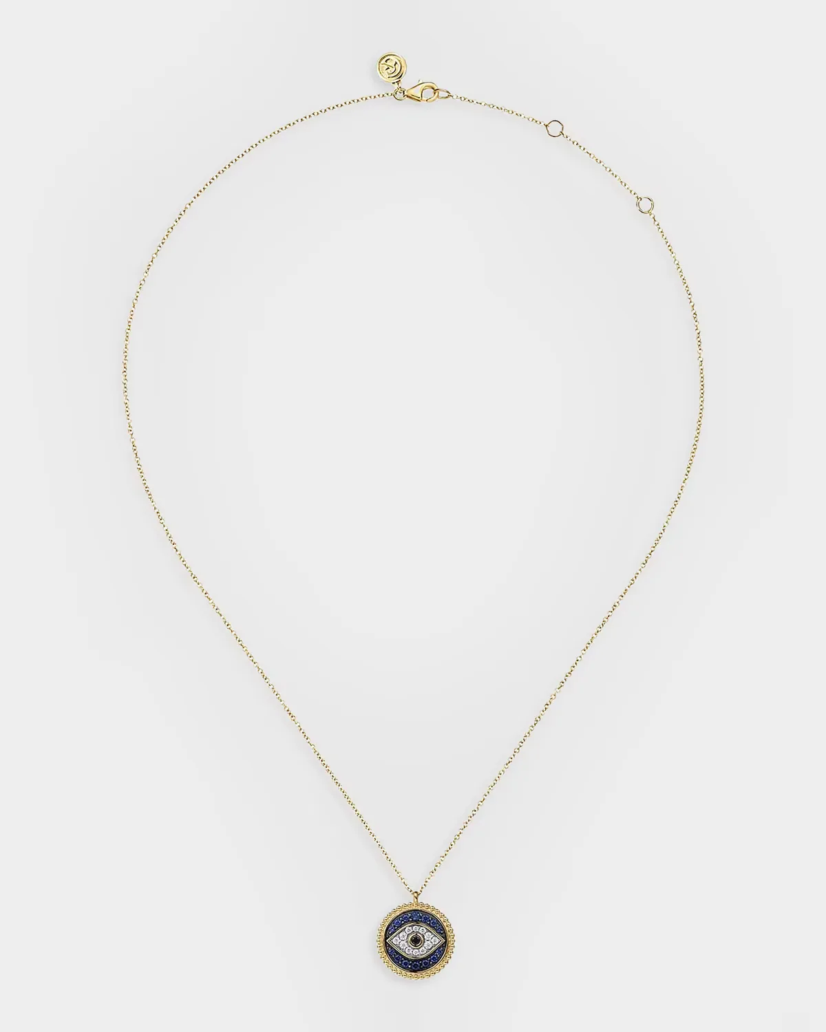 14K Yellow Gold Bujukan Diamond, Blue Sapphire and Black Spinel Evil Eye Pendant Necklace by Gabriel
