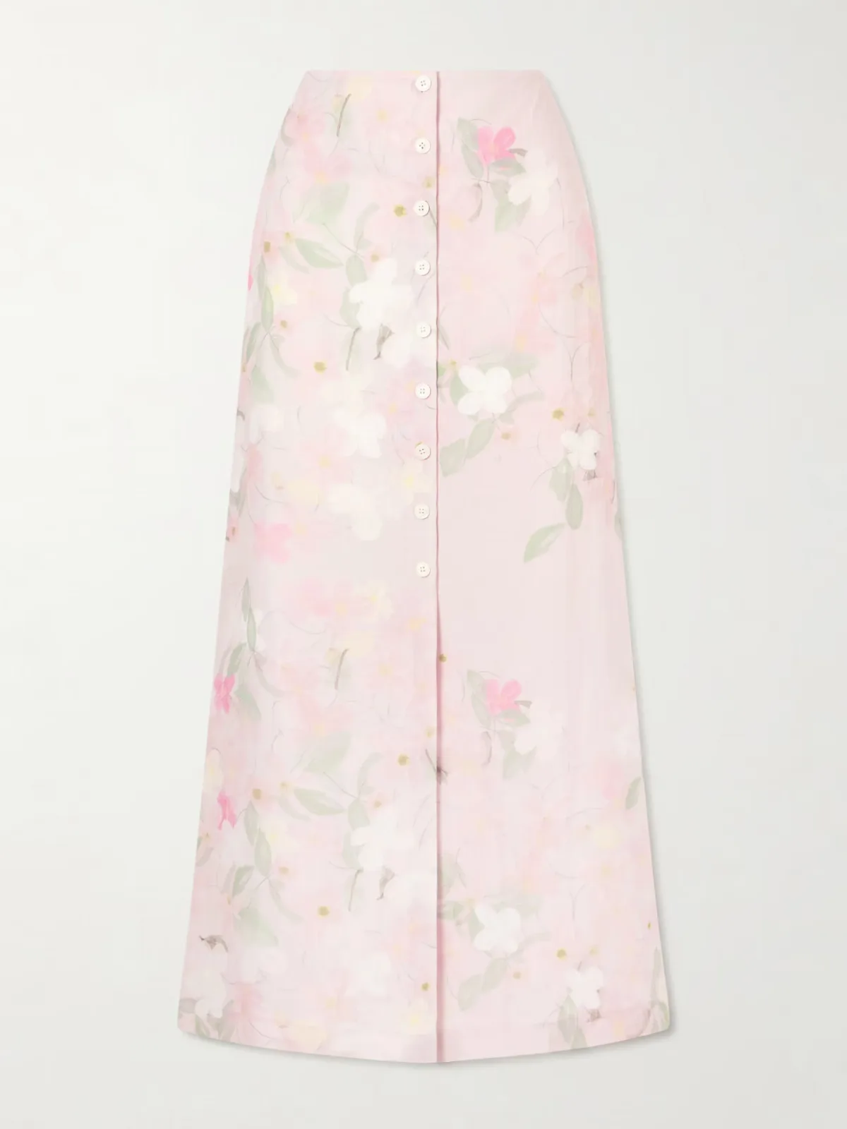 - Carmen Floral-printed Linen Midi Skirt -