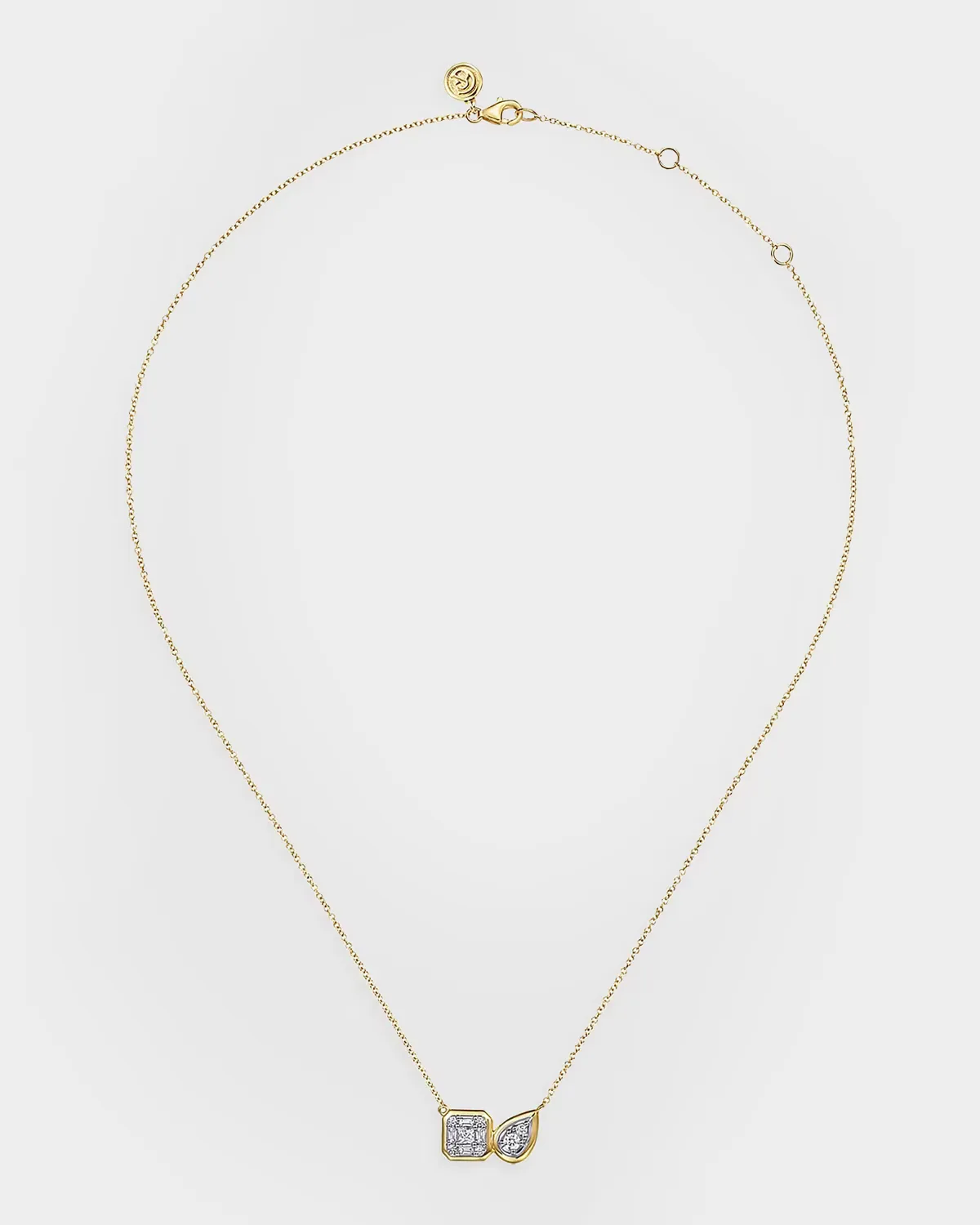 14K White and Yellow Gold Diamond Geometric Pendant Necklace by Gabriel