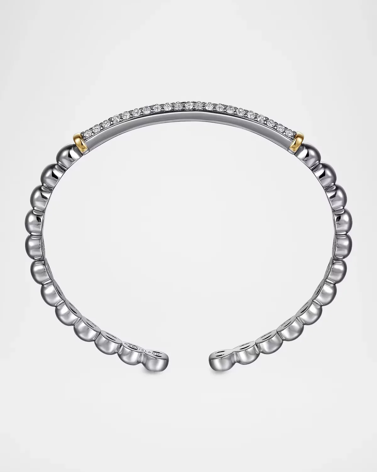 Bujukan 14K Yellow Gold, Sterling Silver and White Sapphire Open Bangle
