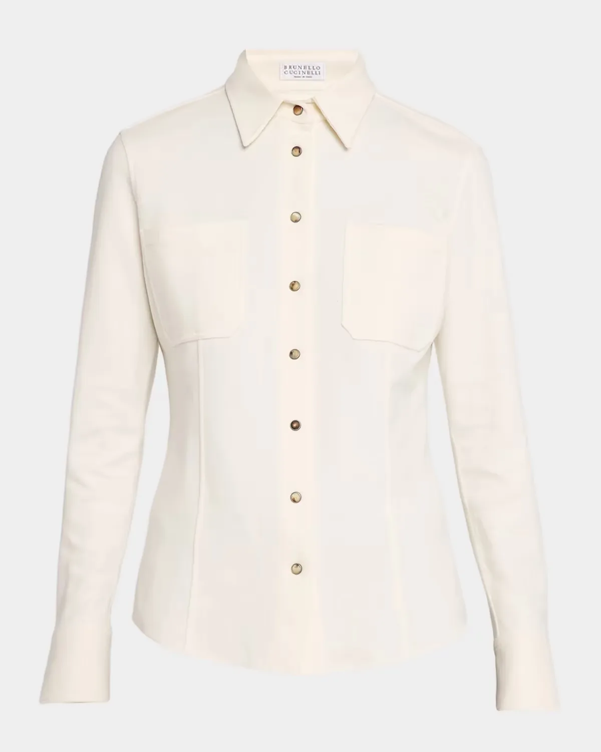 Cashmere-Cotton Fleece Button-Up Shirt by Brunello Cucinelli