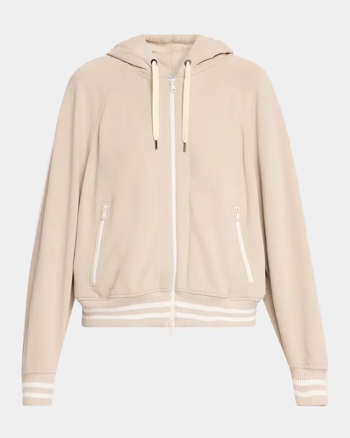 Smooth Cotton Fleece Zip Hoodie by Brunello Cucinelli
