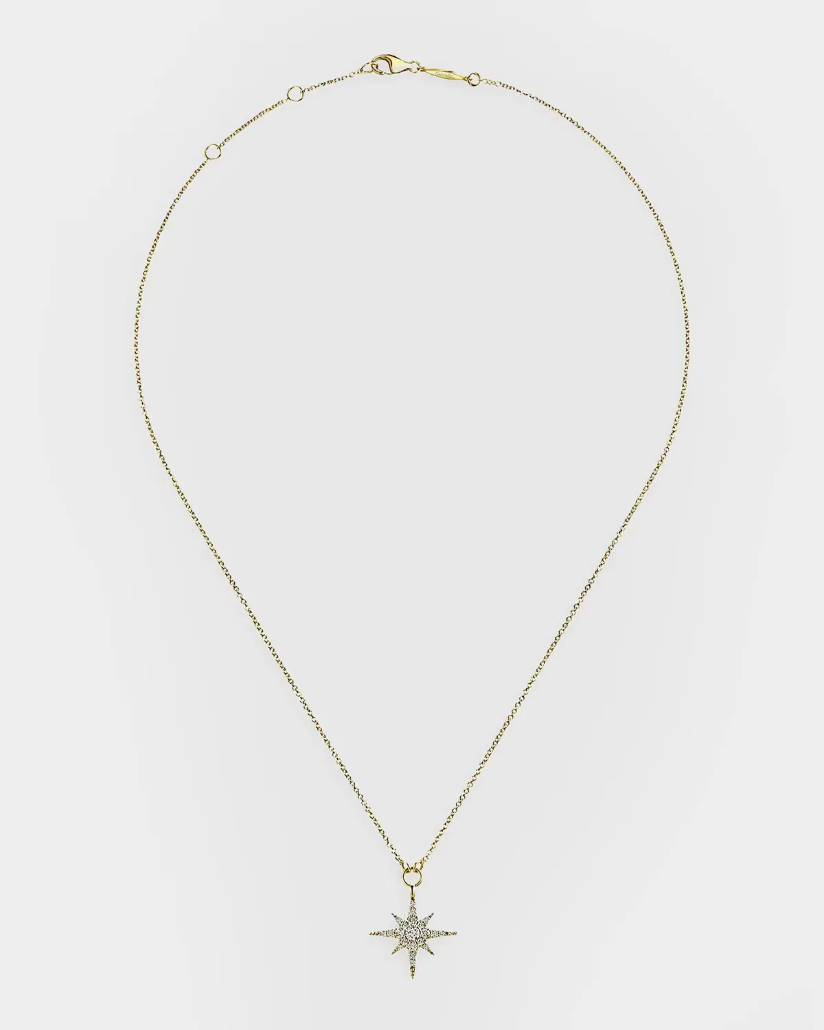 14K Yellow Gold Diamond Starburst Pendant Necklace