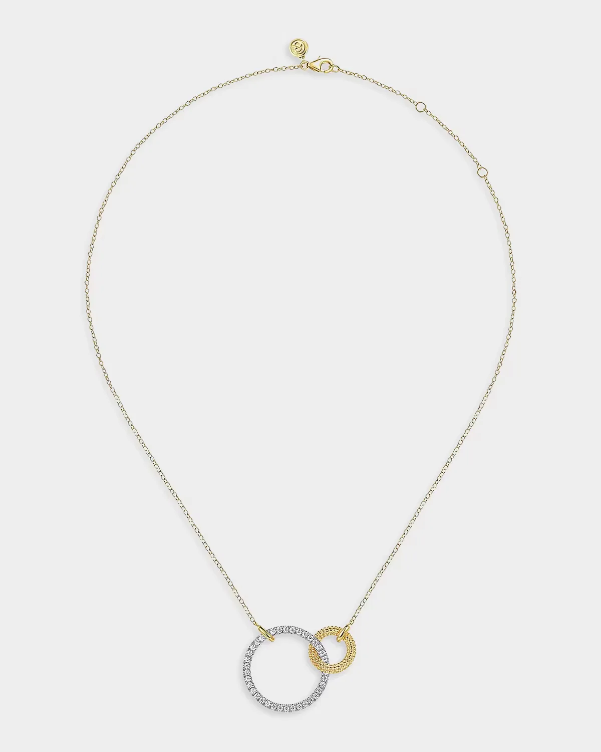 14K White and Yellow Gold Bujukan and Diamond Interlocking Pendant Necklace by Gabriel
