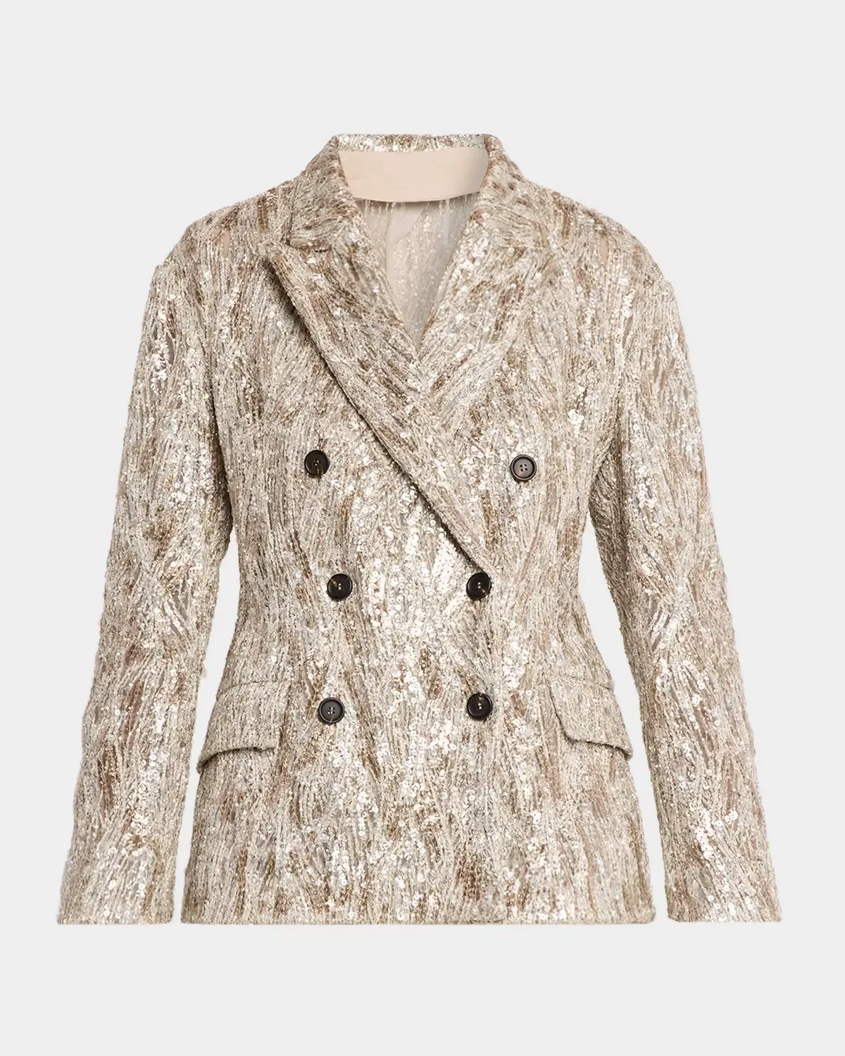 Stardust Braiding Embroidery Double-Breasted Blazer by Brunello Cucinelli