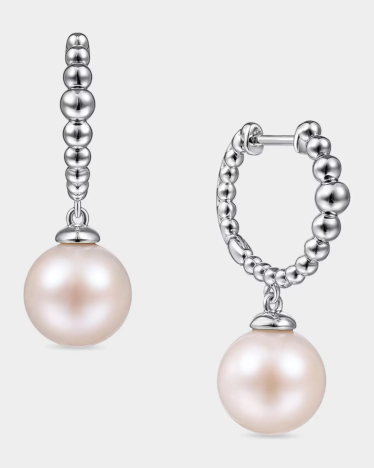 Bujukan Sterling Silver & Cultured Freshwater Pearl Huggie Hoops by Gabriel