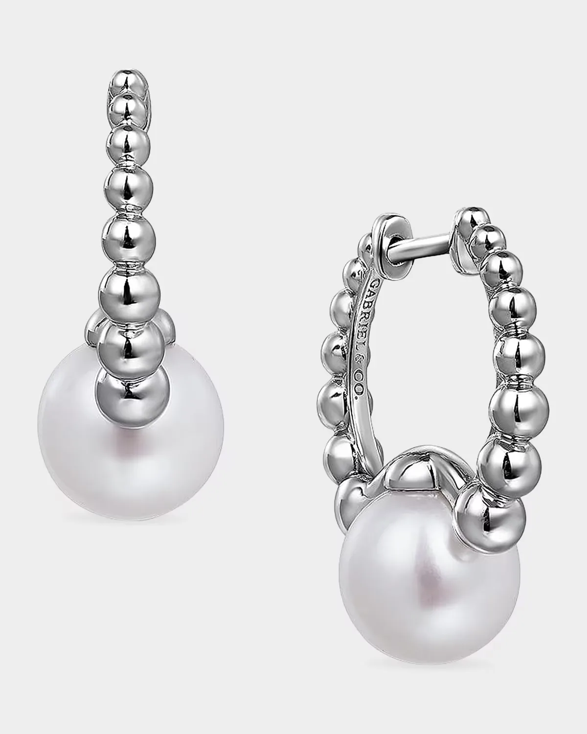 Bujukan Sterling Silver & Cultured Freshwater Pearl Hoop Earrings by Gabriel
