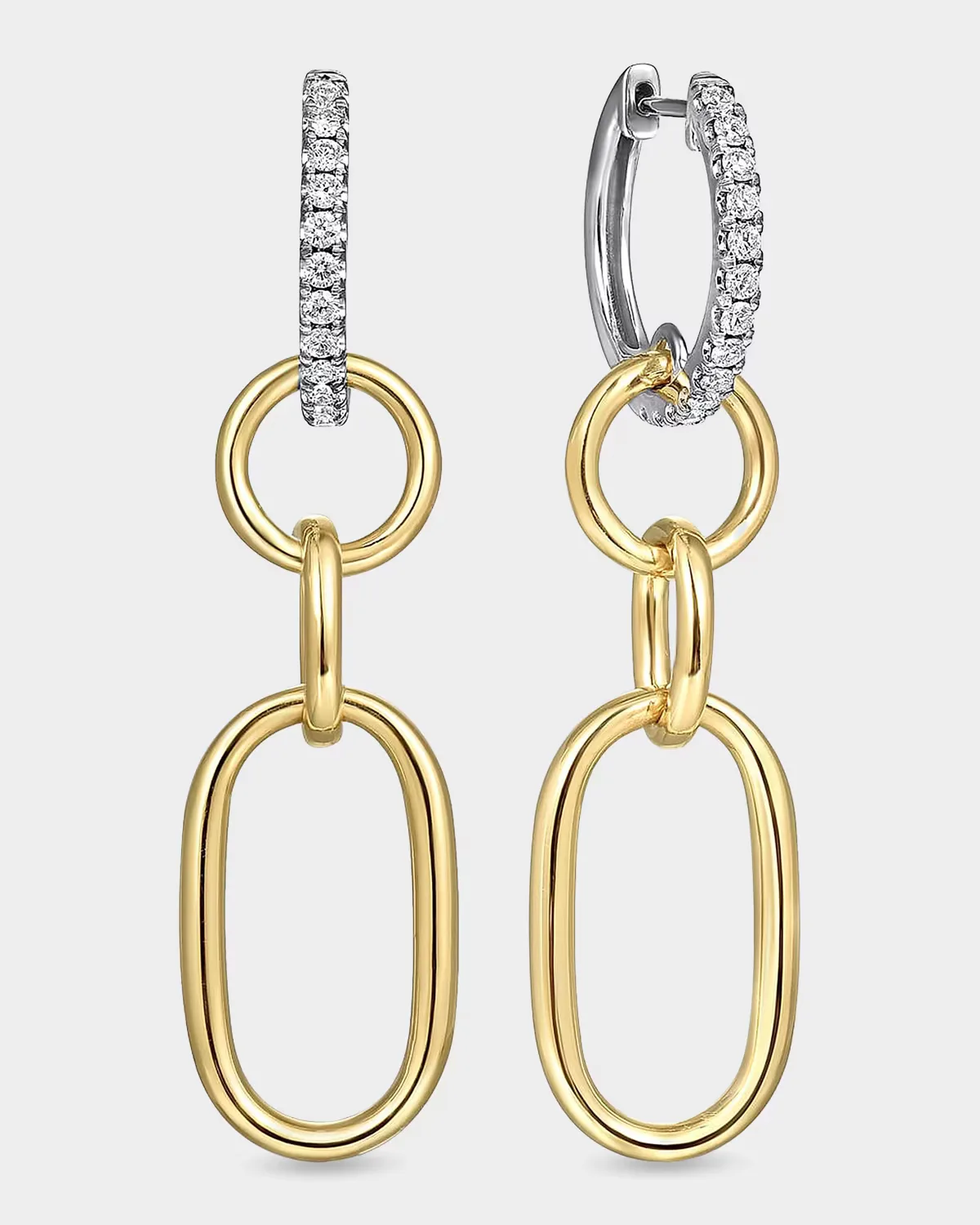 Contemporary 14K White & Yellow Gold & 0.35 TCW Diamond Drop Earrings