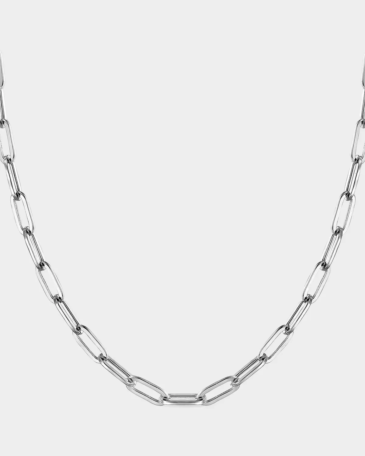 Contemporary Sterling Silver Paper-Clip Necklace by Gabriel