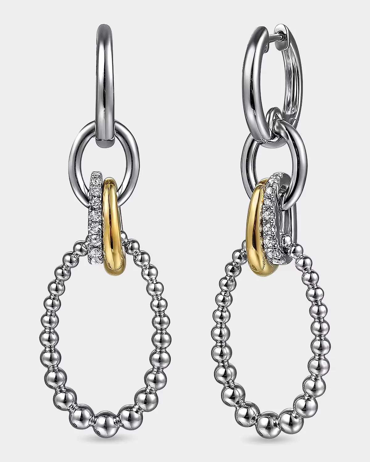 Bujukan Sterling Silver, 14K Yellow Gold & White Sapphire Drop Earrings