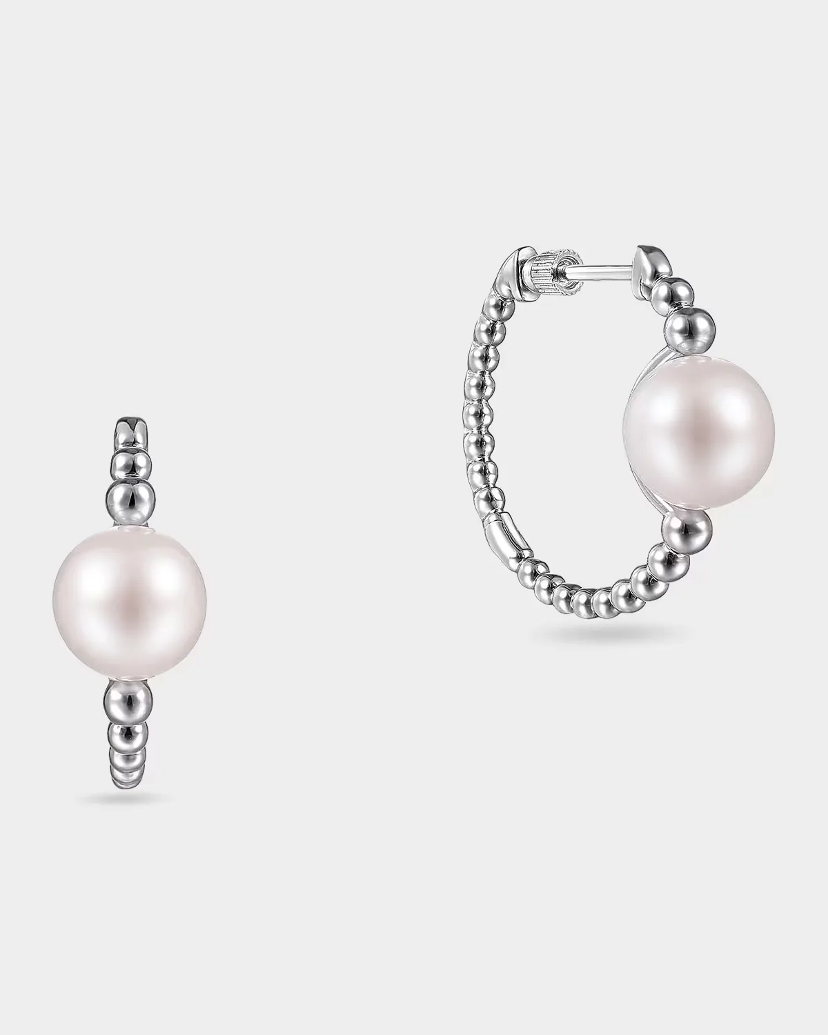 Bujukan Sterling Silver & Pearl Classic Hoop Earrings