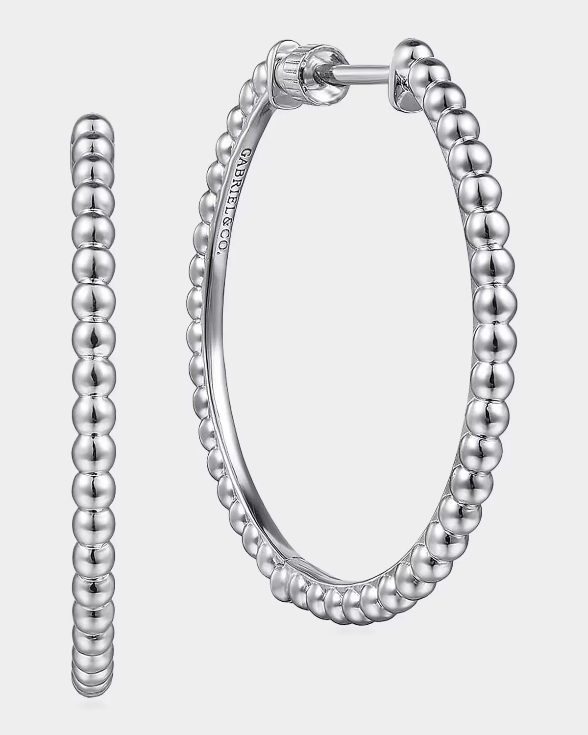 Bujukan Sterling Silver Beaded Hoop Earrings/30MM by Gabriel