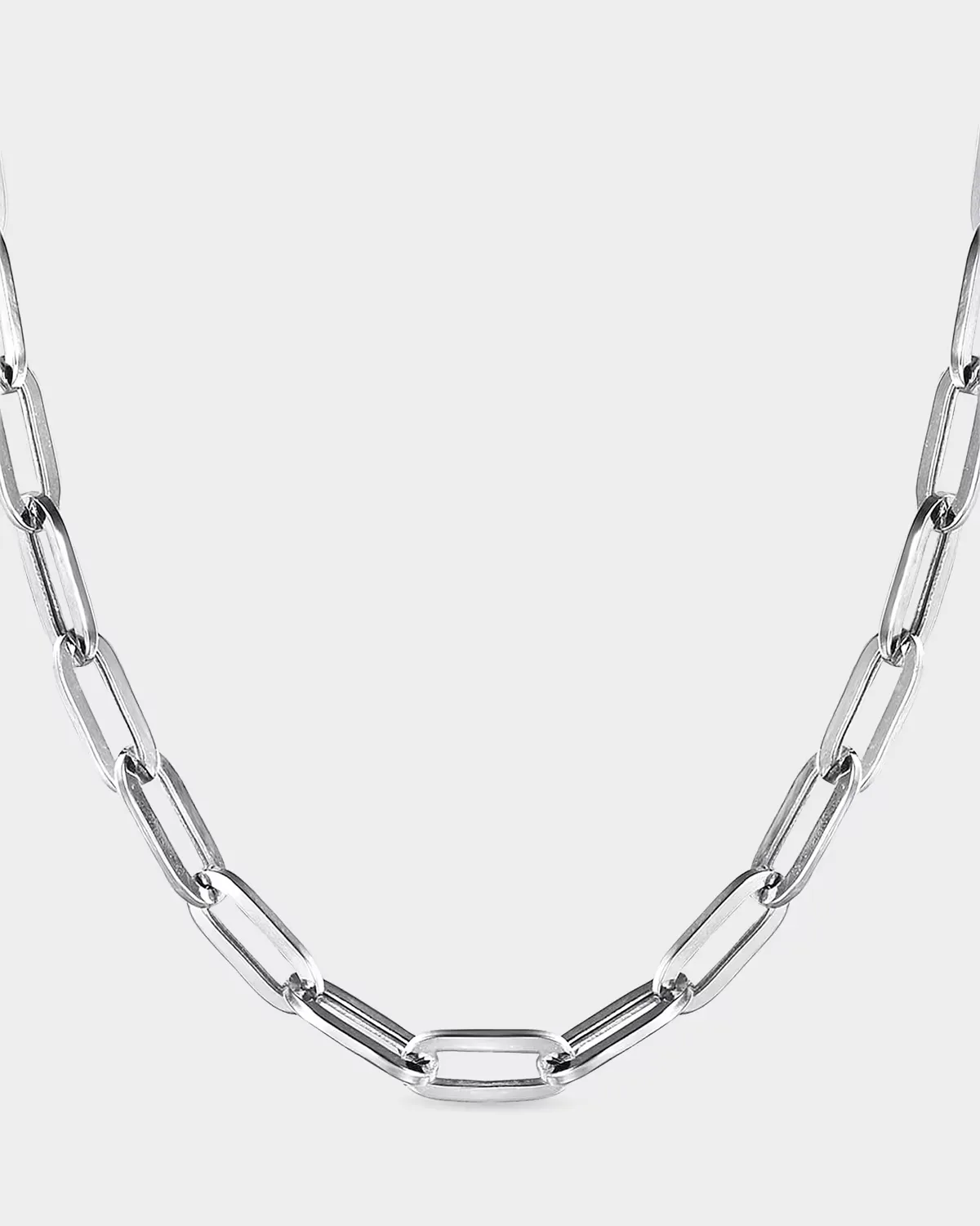 925 Sterling Silver Solid Paper Clip Chain Necklace by Gabriel