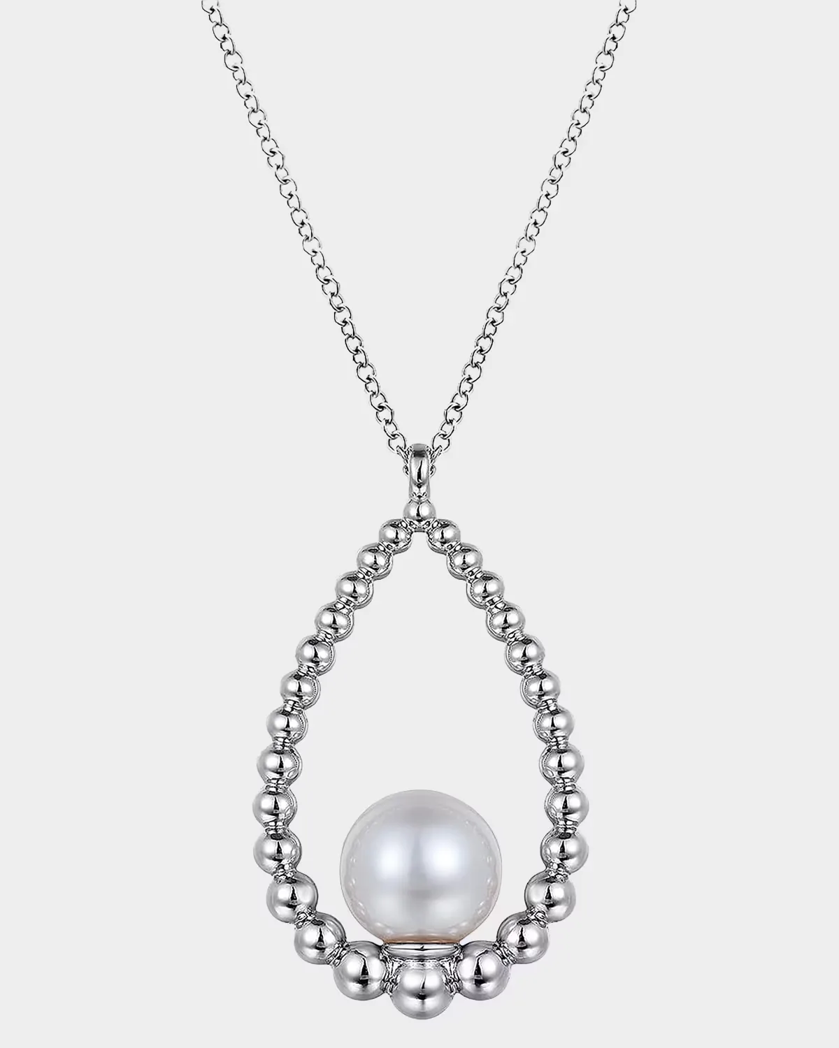 Bujukan Sterling Silver & Pearl Teardrop Pendant Necklace by Gabriel