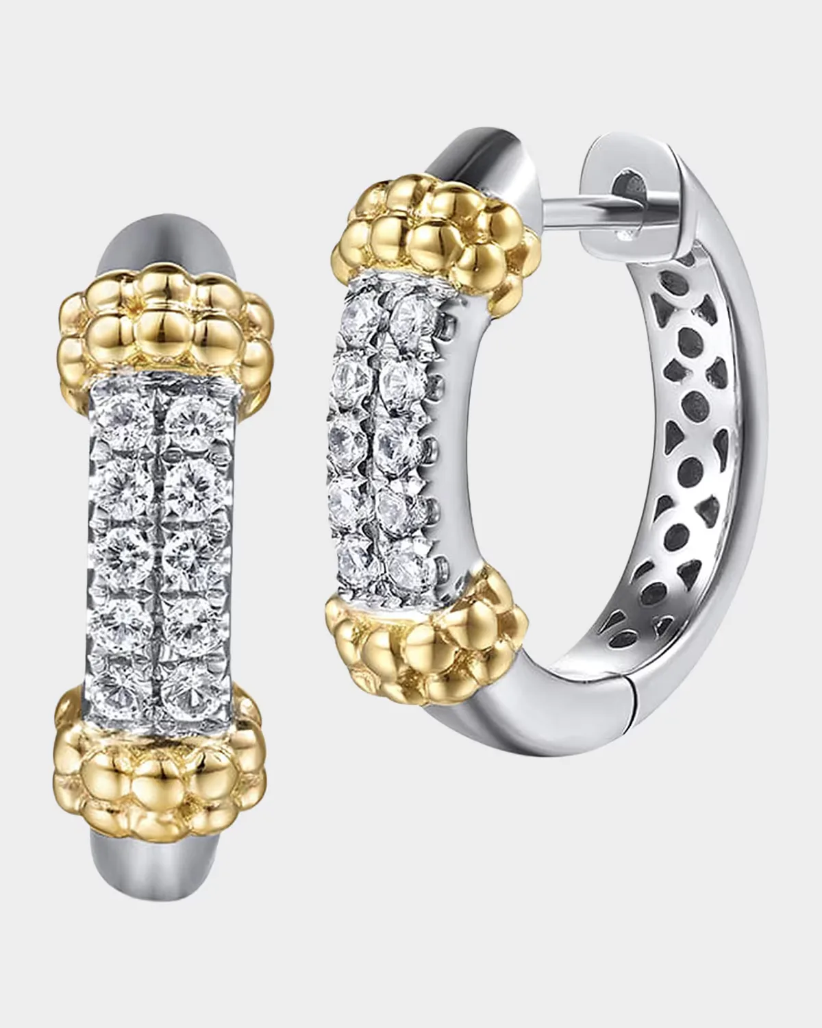 Bujukan Sterling Silver, 14K Yellow Gold & White Sapphire Huggie Earrings by Gabriel