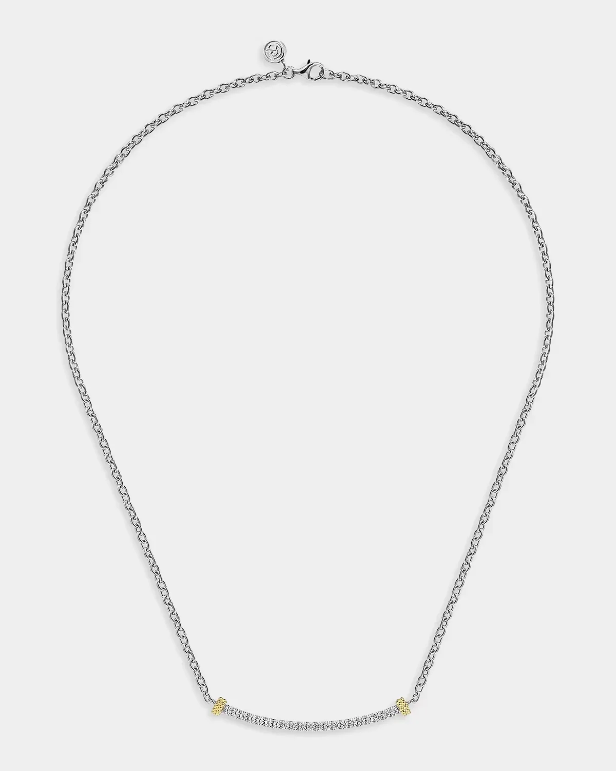 Bujukan 14K Yellow Gold and 925 Sterling Silver White Sapphire Bar Necklace by Gabriel