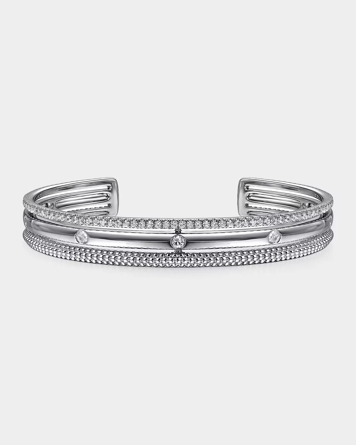 Bujukan Sterling Silver & White Sapphire Triple-Row Cuff