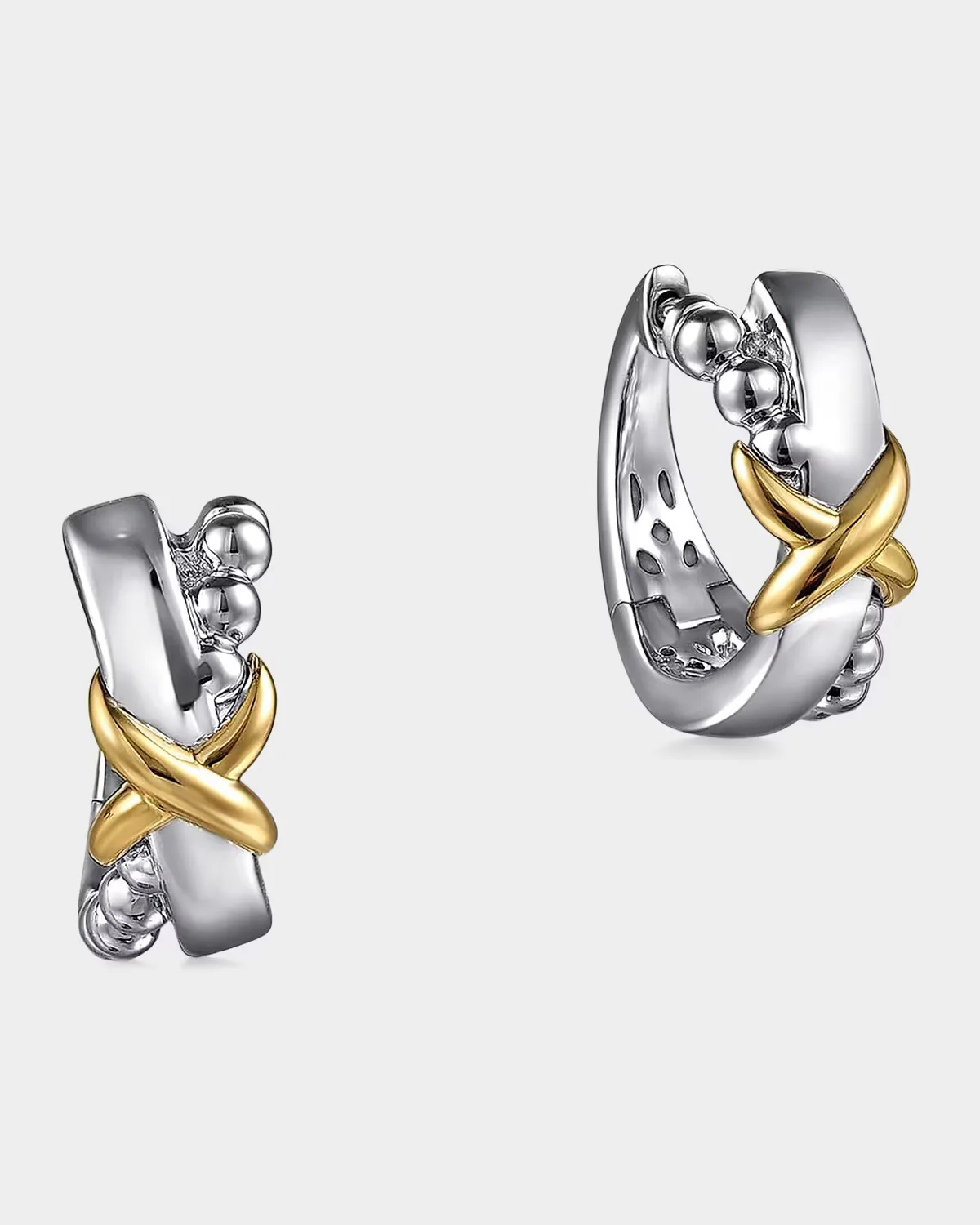 Bujukan 14K White & Yellow Gold Twisted Huggie Earrings by Gabriel