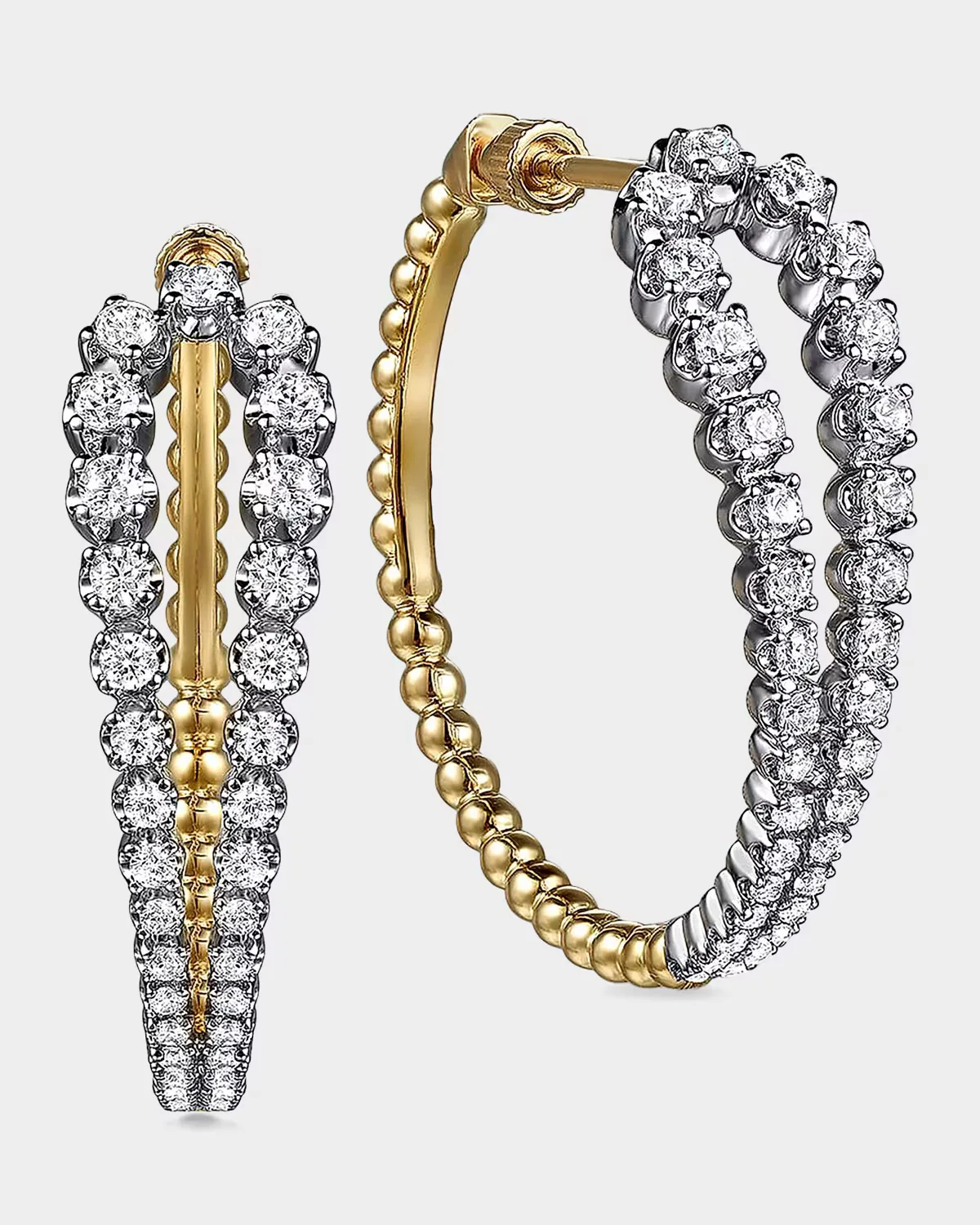 Bujukan 14K White & Yellow Gold & 1.25 TCW Diamond Hoops by Gabriel