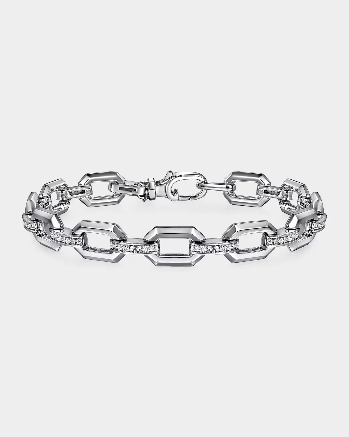 Contemporary Sterling Silver & White Sapphire Chain Bracelet
