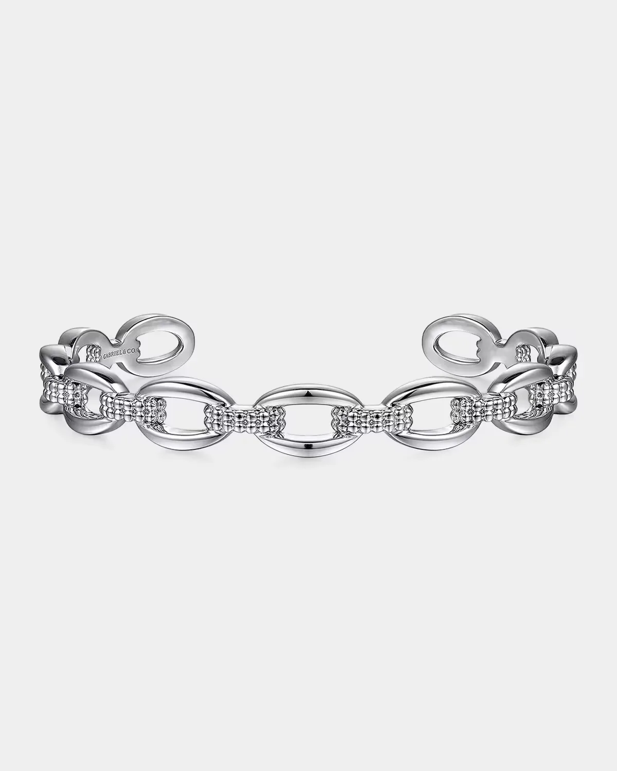 Bujukan Sterling Silver Oval Link Cuff Bangle