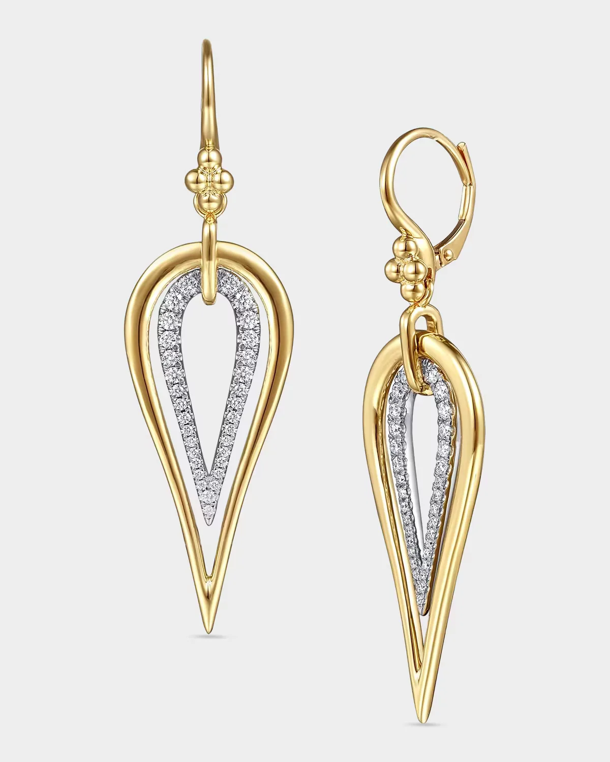 Bujukan 14K White & Yellow Gold & 0.75 TCW Diamond Teardrop Earrings