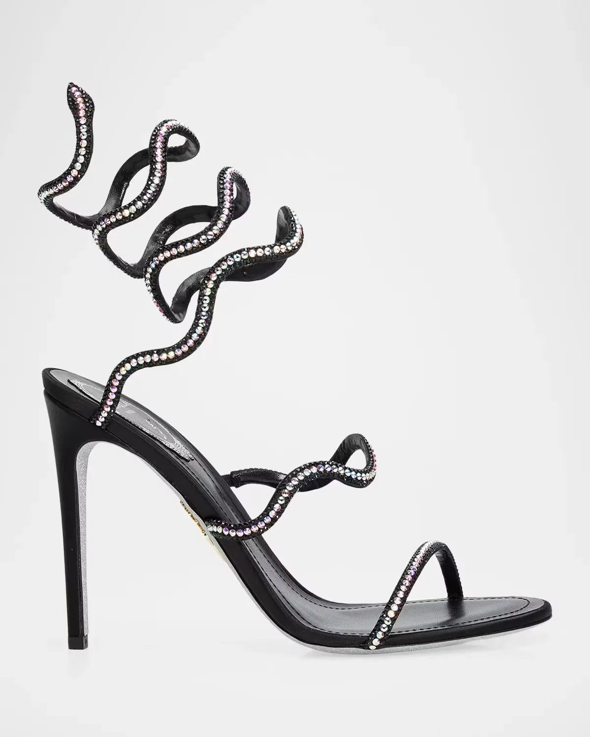 105mm Embellished Satin Snake-Wrap Sandals by Rene Caovilla