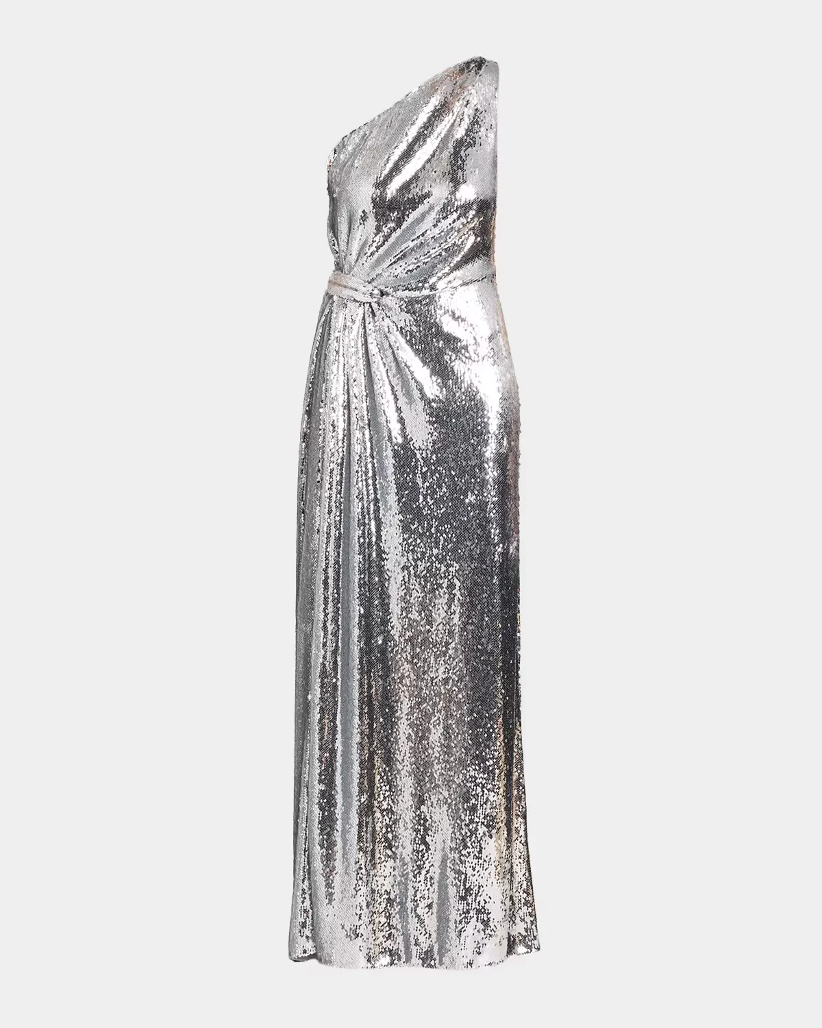 Porsha Draped One-Shoulder Sequin Gown by Milly