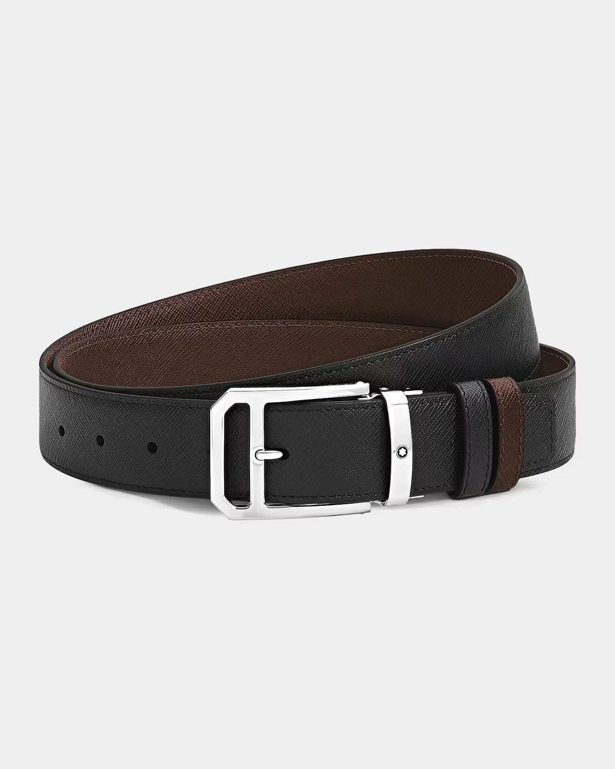 Reversible Textured Two-Tone Leather Belt by Montblanc