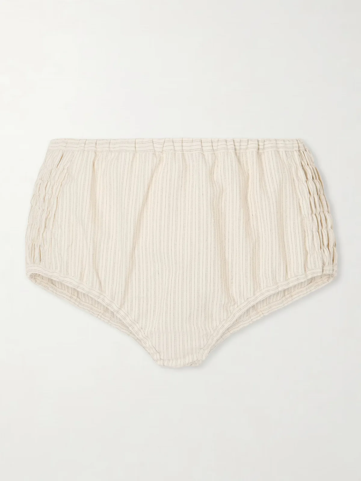 - Ruched Striped Cotton-blend Shorts -