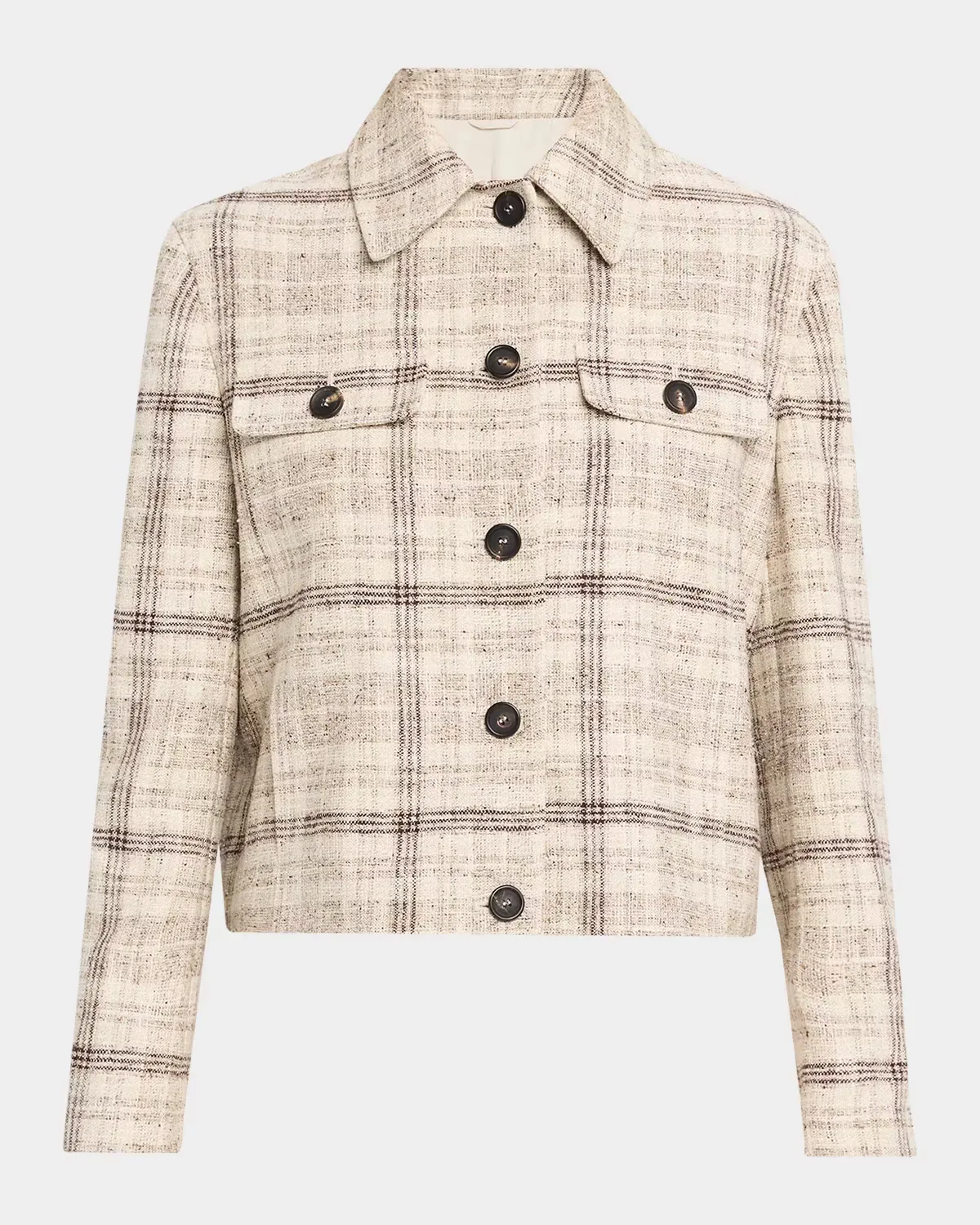 Linen Cotton Silk Tweed Single-Breasted Jacket by Brunello Cucinelli