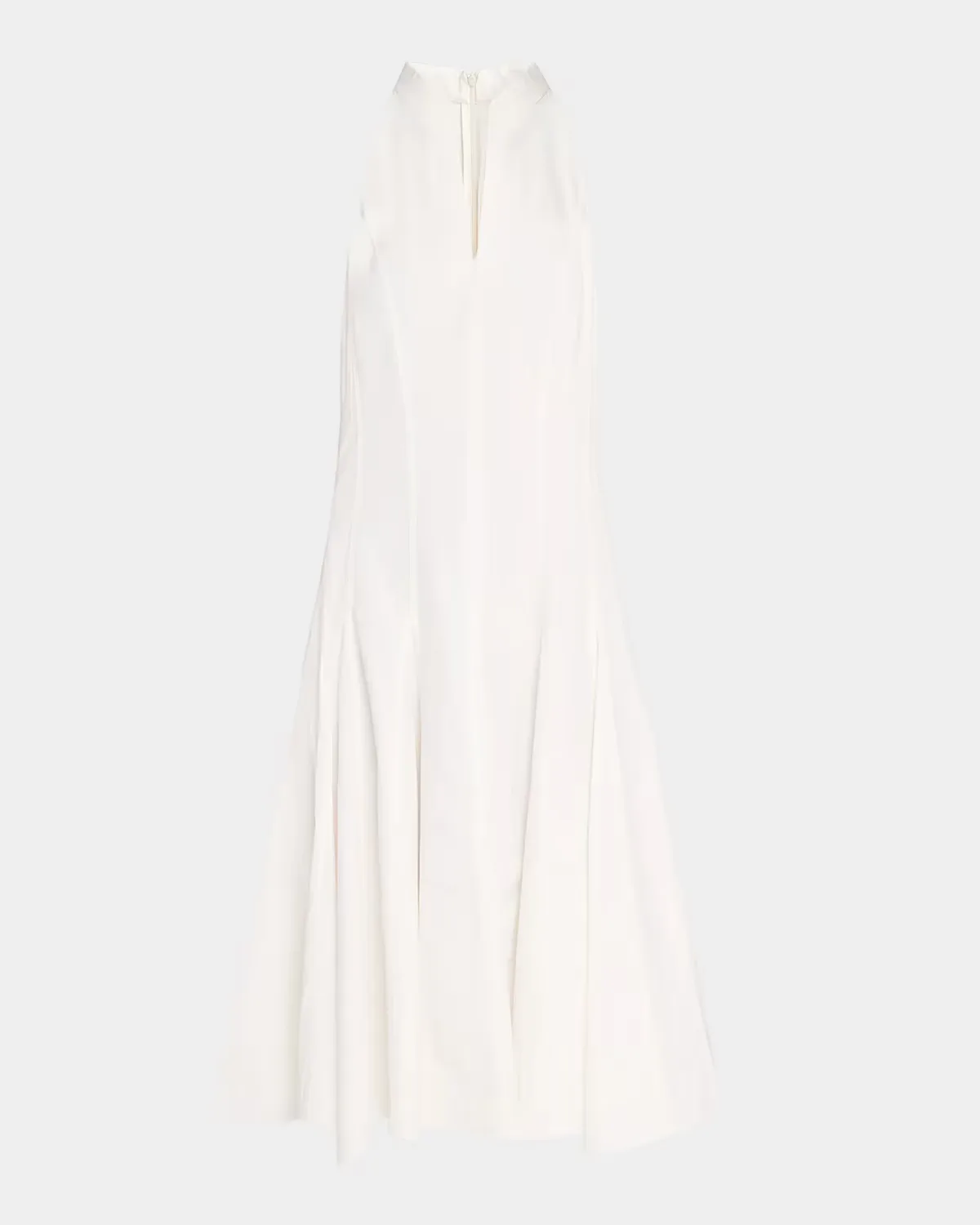 Sleeveless Heavy Cotton Poplin Pleated Midi Shirtdress by Brunello Cucinelli