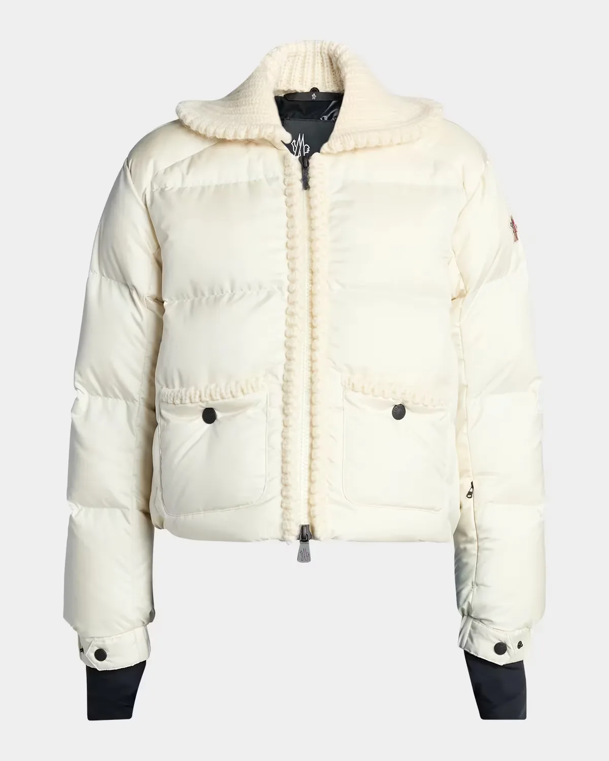 Jolie Rib Knit Collar Down Bomber Jacket by Moncler