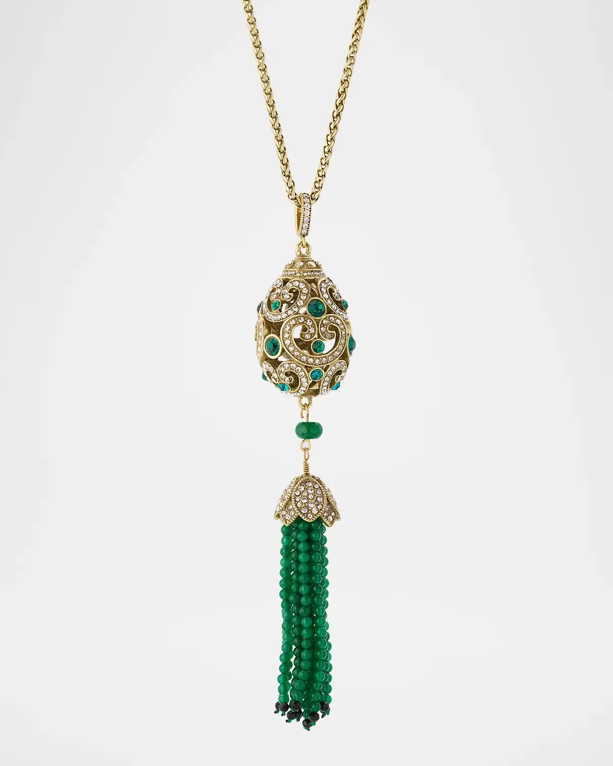 18K Gold-Plated, Bead and Crystal Egg Pendant Necklace by Kenneth Jay Lane