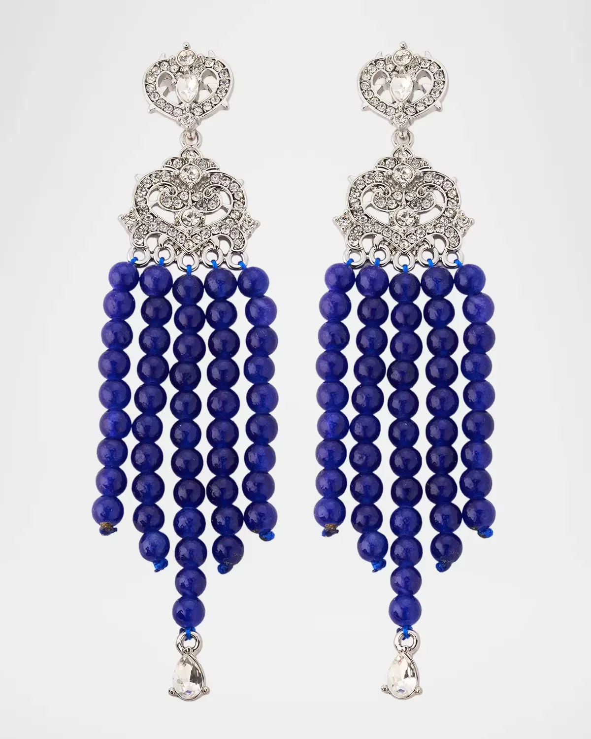 Rhodium-Plated, Crystal and Bead Earrings by Kenneth Jay Lane