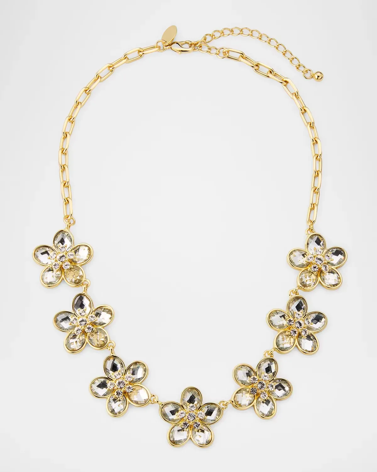 18K Gold-Plated and Crystal Floral Necklace by Kenneth Jay Lane