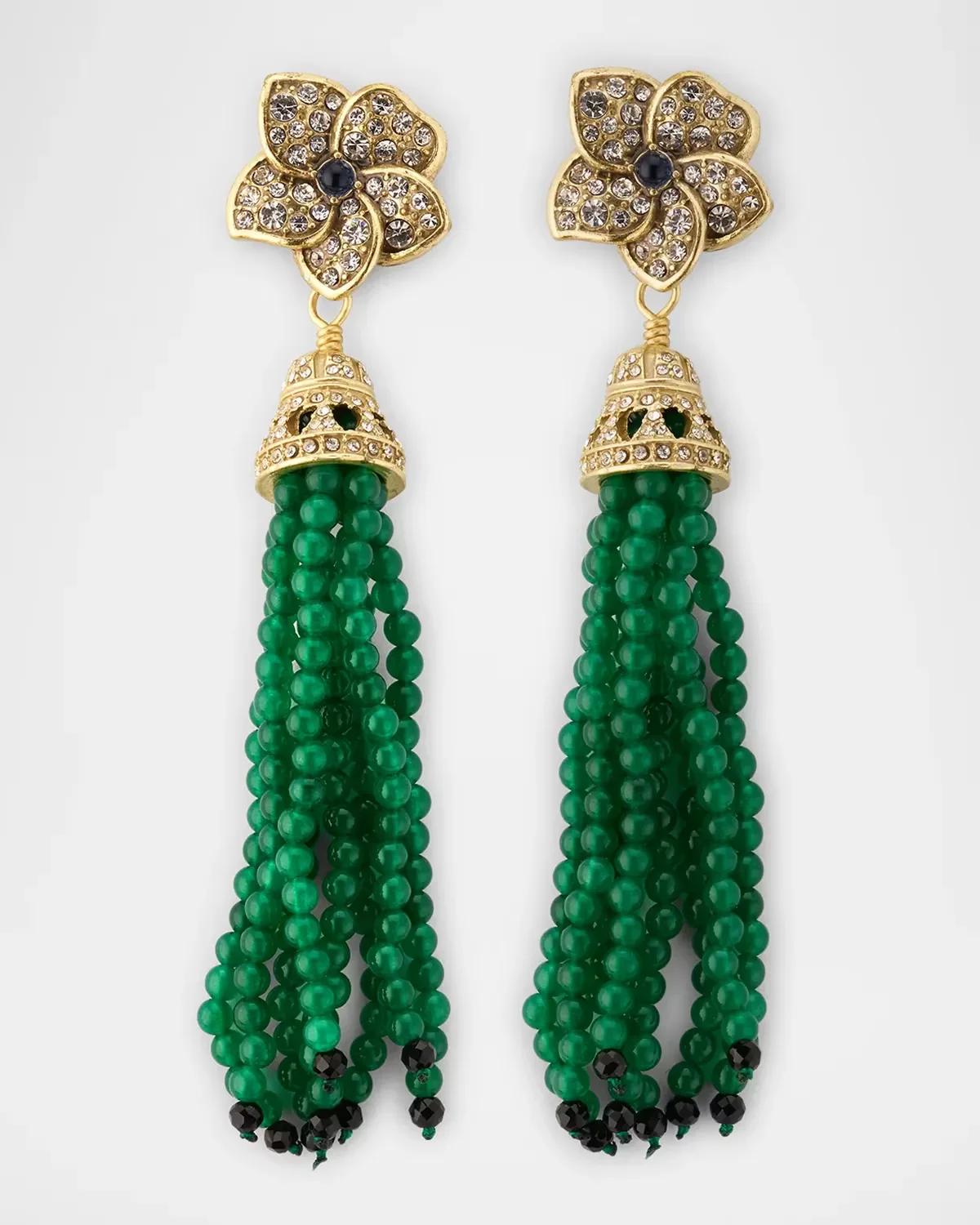 18K Gold-Plated, Crystal and Beaded Drop Earrings by Kenneth Jay Lane