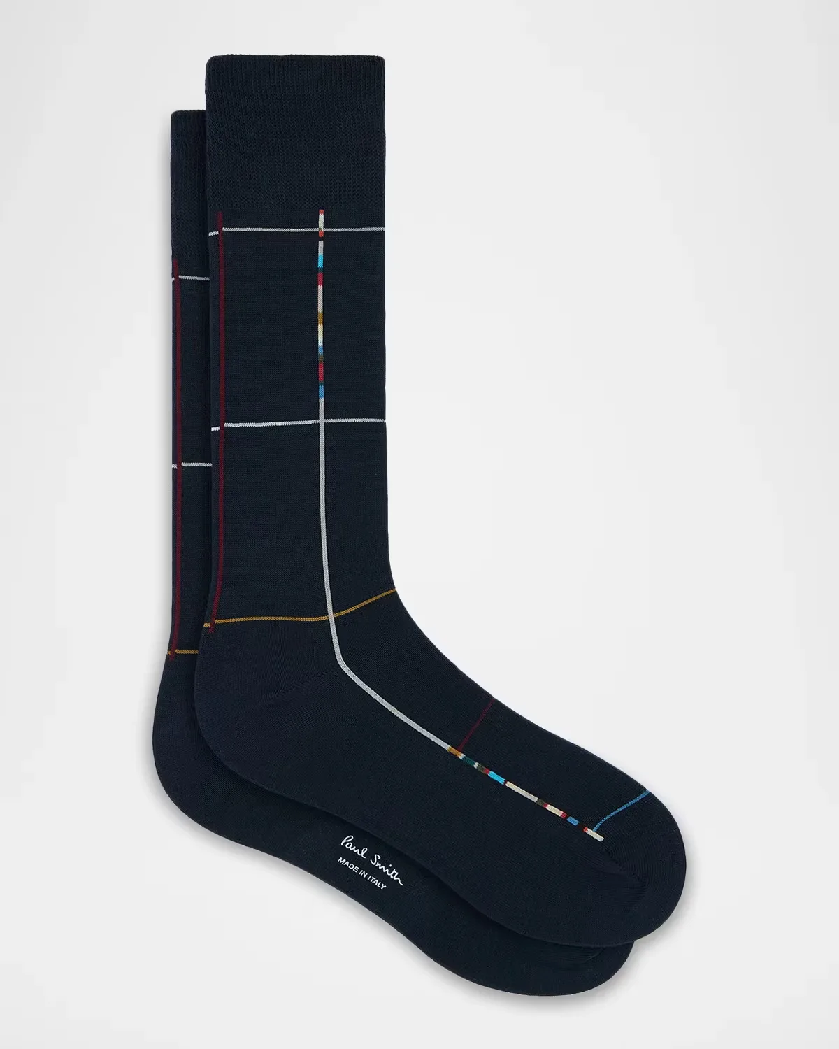 Signature Windowpane Stripe Crew Socks by Paul Smith