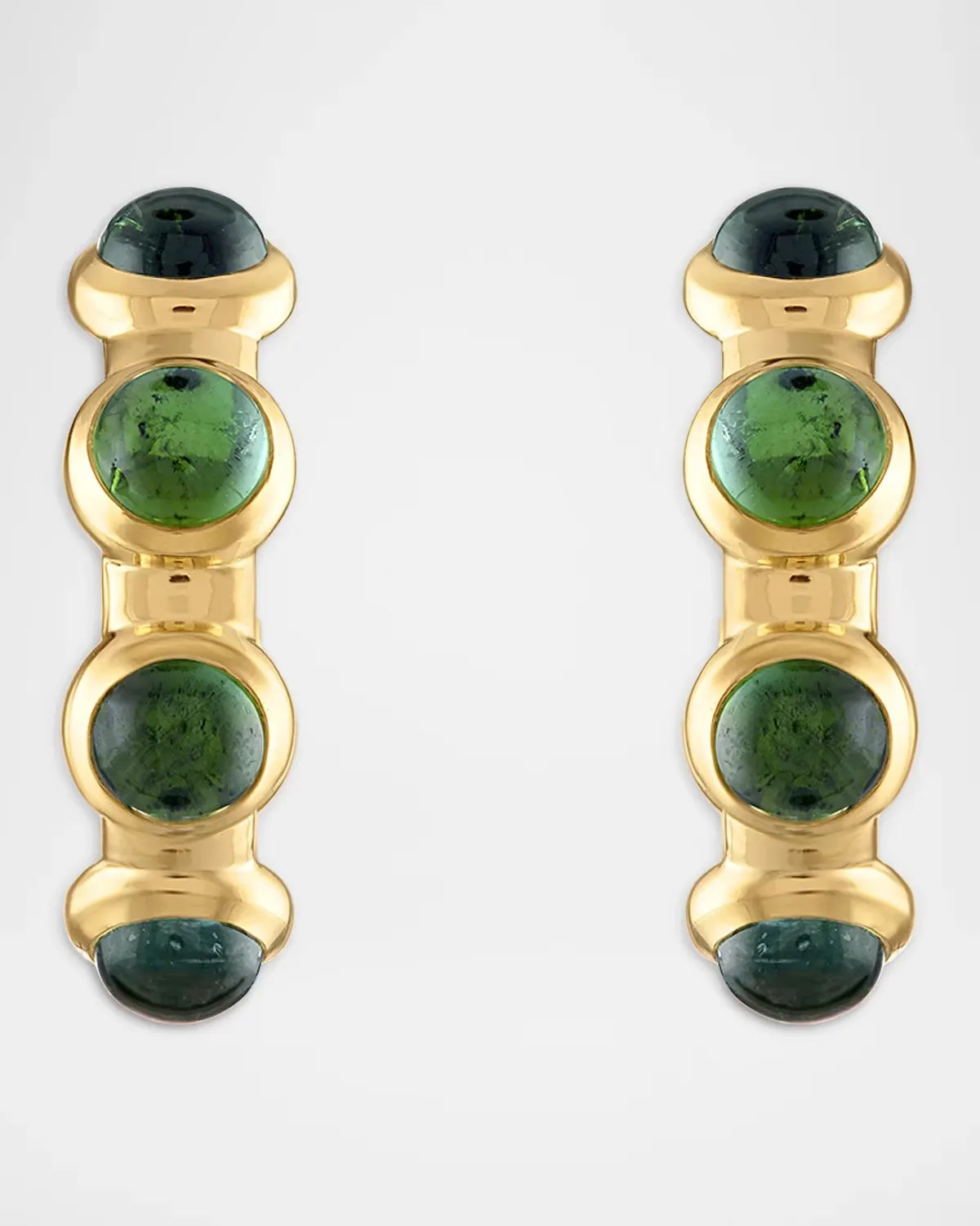 Vic 18K Yellow Gold and Tourmaline Hoop Earrings by Jade Ruzzo