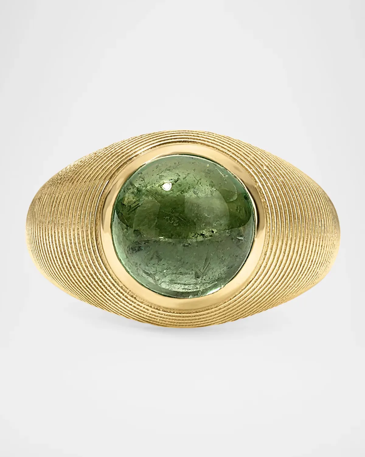 Percussion Cymbal 18K Yellow Gold and Green Tourmaline Ring
