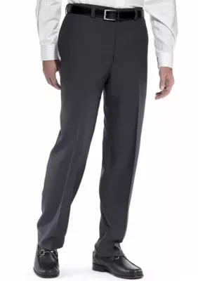 Classic Fit Flat Front Expandable Waist Dress Pants by Haggar