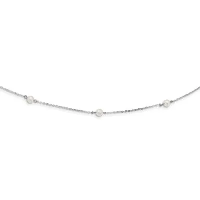 Sterling Silver Rhodium-Plated 4-5mm Freshwater Cultured Pearl Necklace by Belk & Co