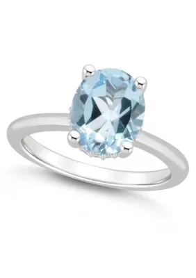 Sterling Silver 10x8mm Oval Gemstone Diamond Accent Ring by Belk & Co