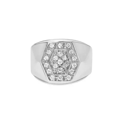 925 Sterling Silver 1/2 Cttw Multi-Diamond Hexagon Frame Ring by Haus of Brilliance
