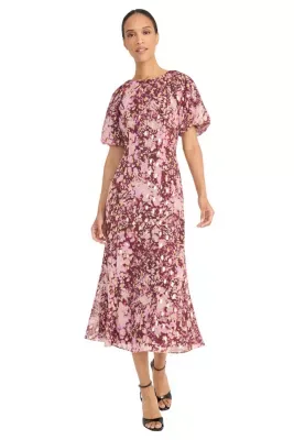 Metallic Printed Midi Dress by Maggy London