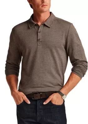 Long Sleeve Striped Polo Shirt by Vintage & Black