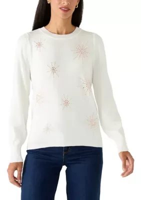 Snowflake Beaded Sweater by Zac & Rachel