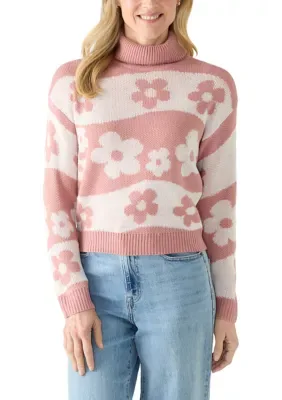 Floral Turtleneck Pullover Sweater by Love by Design